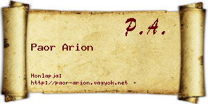 Paor Arion névjegykártya